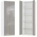 Шкаф распашной Лион серый глянец с  4 полками 80х232,2х54,5 ЛДСП каркас белый